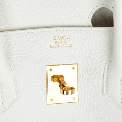 Hermes Birkin 35 White Clemence Gold Hardware