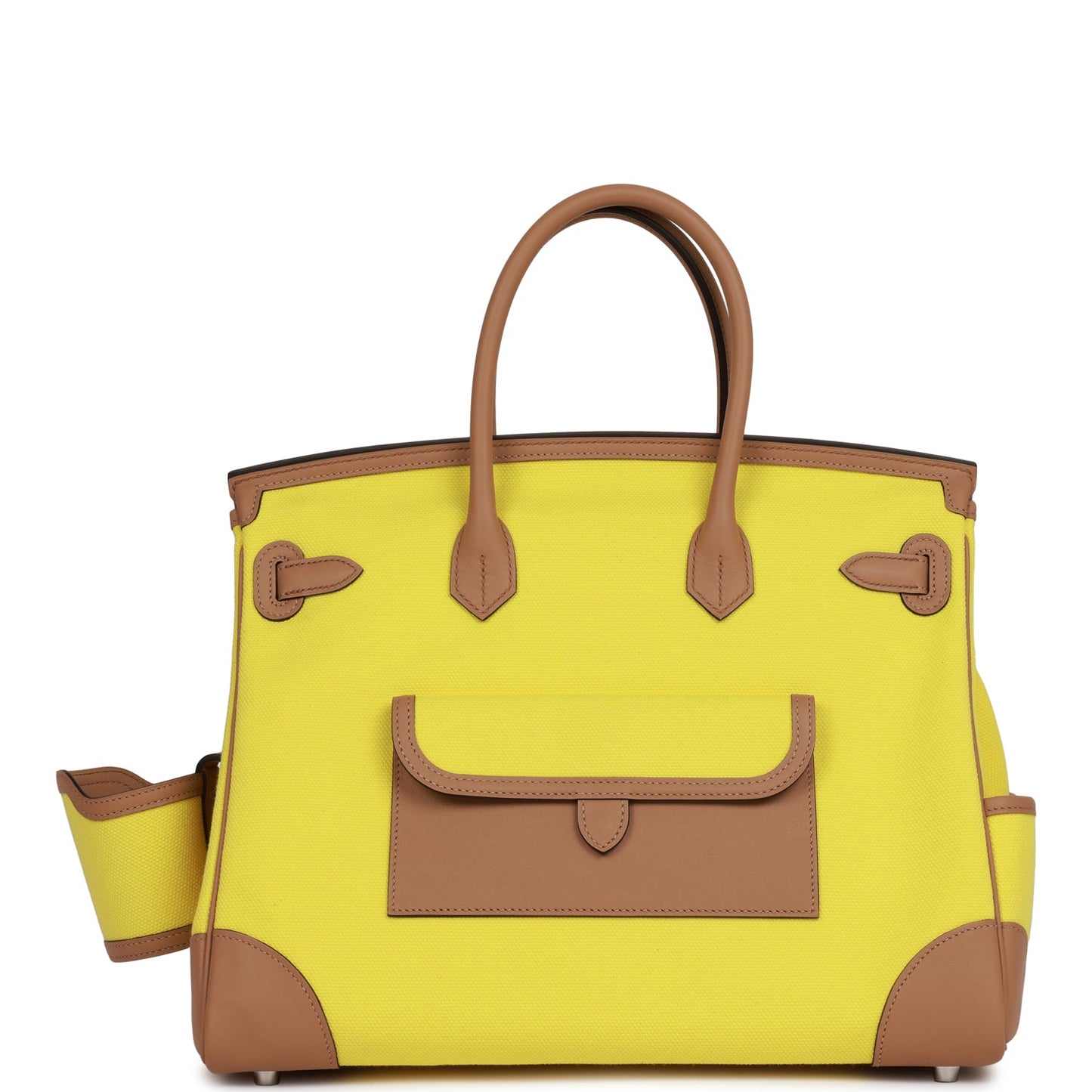 Hermes Birkin Cargo 35 Jaune Citron Toile and Chai Swift Palladium Hardware