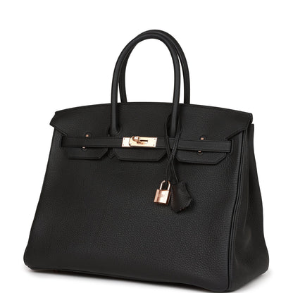 Hermes Birkin 35 Black Togo Rose Gold Hardware