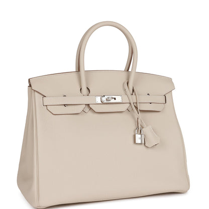 Hermes Birkin 35 Craie Togo Palladium Hardware