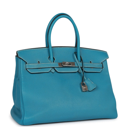 Hermes Birkin 35 Bleu Jean Togo Palladium Hardware