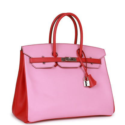 Hermes Special Order (HSS) Birkin 35 Bubblegum and Bougainvillea Epsom Palladium Hardware