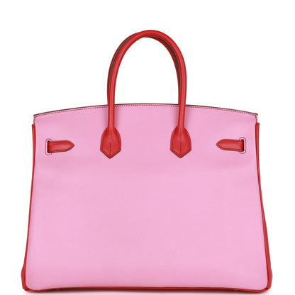 Hermes Special Order (HSS) Birkin 35 Bubblegum and Bougainvillea Epsom Palladium Hardware