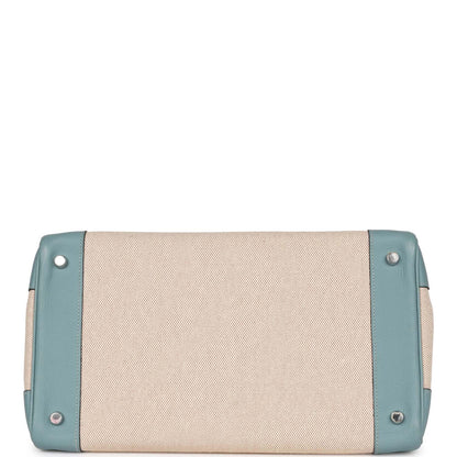 Hermes Birkin 35 Toile H and Ciel Clemence Palladium Hardware