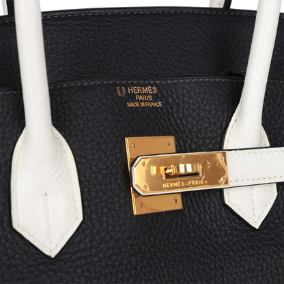 Hermes Special Order (HSS) Birkin 35 Black and White Clemence Gold Hardware