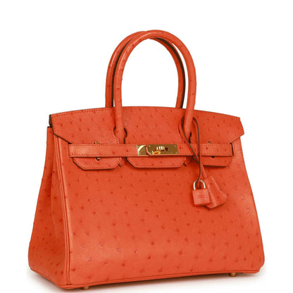 Hermes Birkin 30 Tangerine Ostrich Gold Hardware