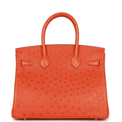 Hermes Birkin 30 Tangerine Ostrich Gold Hardware