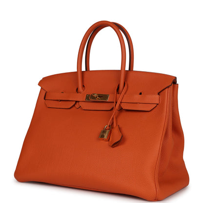 Hermes Birkin 35 Orange H Clemence Gold Hardware