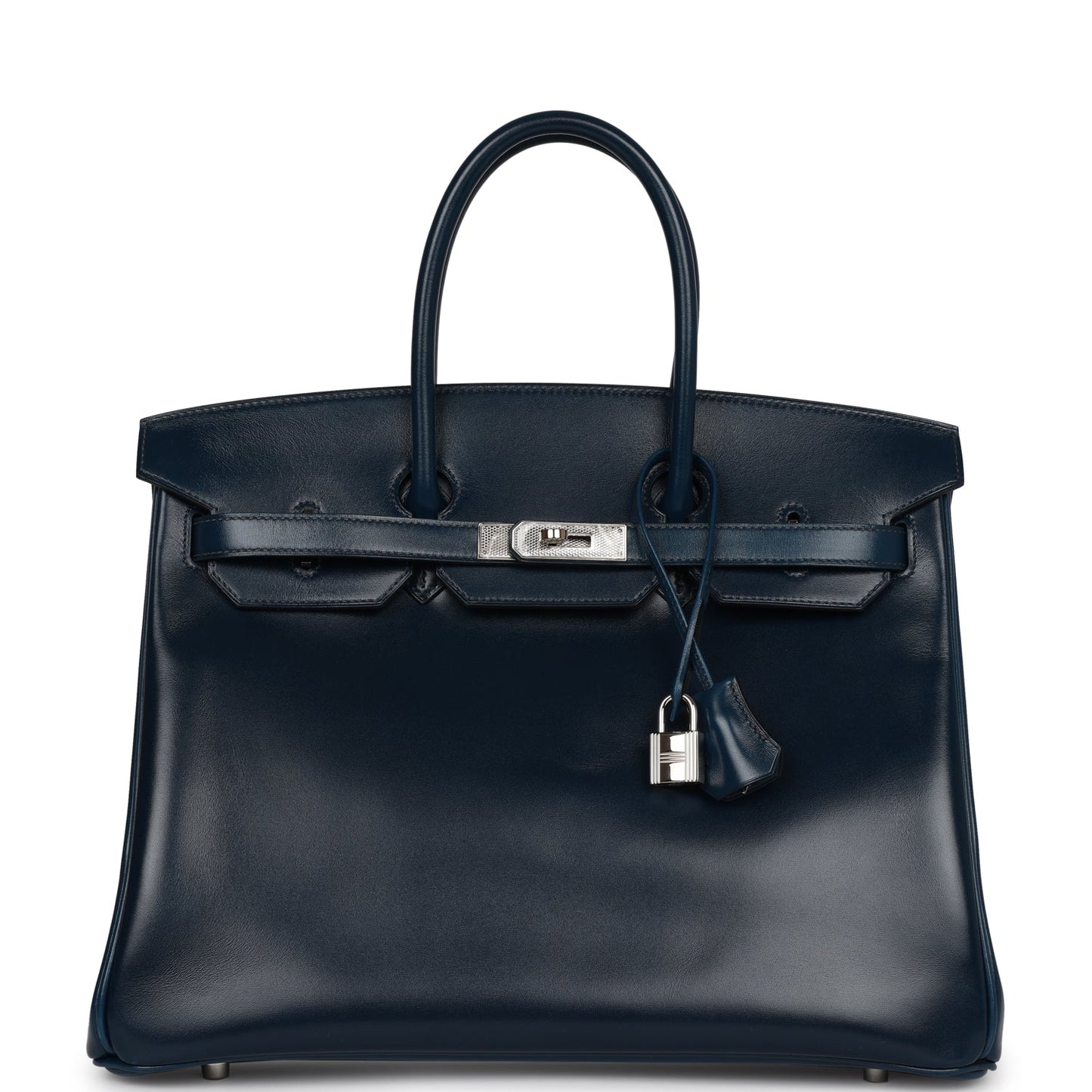 Hermes Birkin 35 Bleu De Prusse Box Calf Guilloché Palladium Hardware