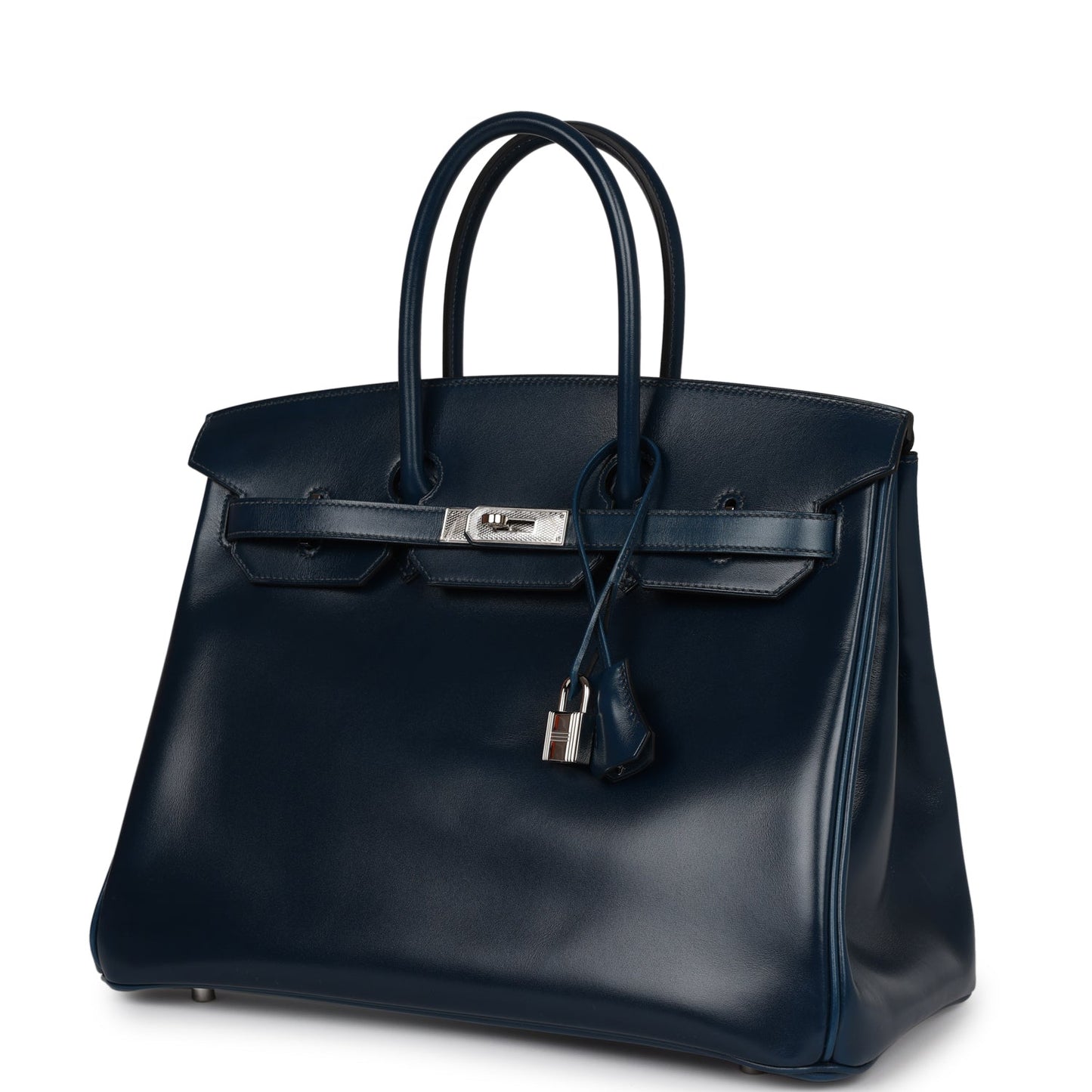 Hermes Birkin 35 Bleu De Prusse Box Calf Guilloché Palladium Hardware