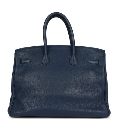 Hermes Birkin 35 Bleu De Prusse Clemence Palladium Hardware