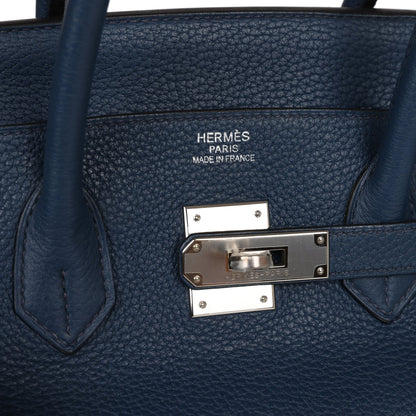 Hermes Birkin 35 Bleu De Prusse Clemence Palladium Hardware