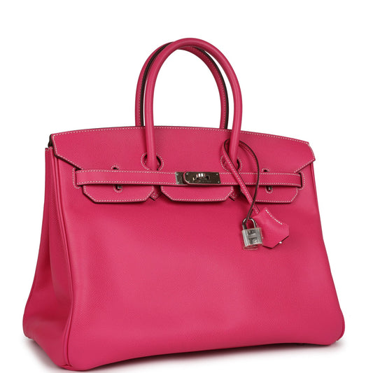 Hermes Birkin 35 Rose Tyrien Candy Epsom Palladium Hardware