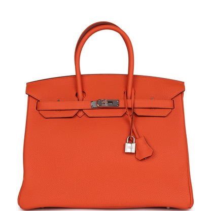 Hermes Birkin 35 Feu Togo Palladium Hardware