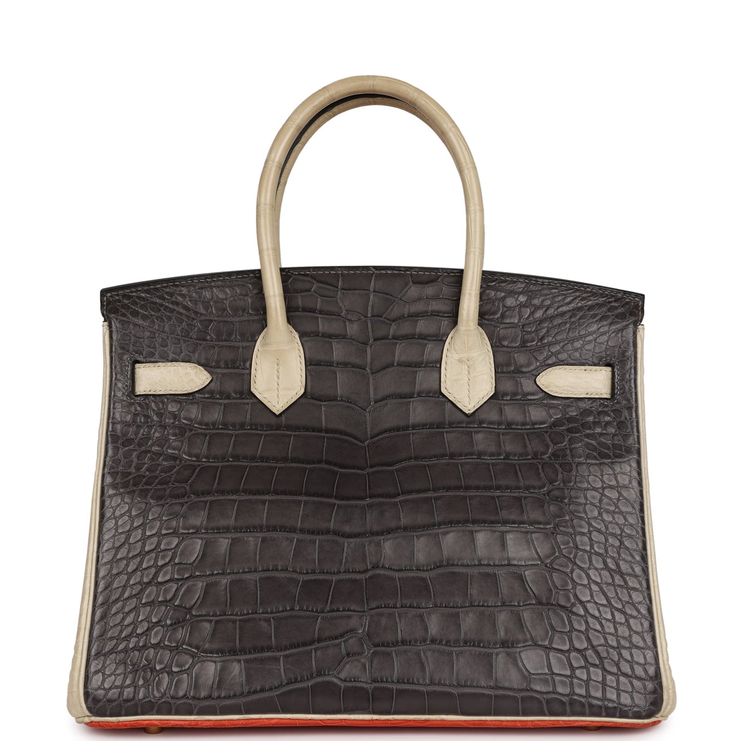 Hermes Special Order (HSS) Birkin 30 Beton, Graphite and Sanguine Matte Alligator Gold Hardware