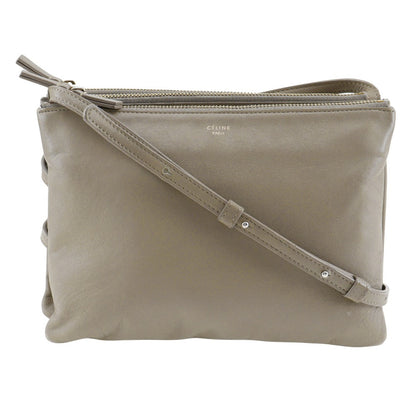 CELINE Shoulder Bag Calfskin gray Trio Large Women Used