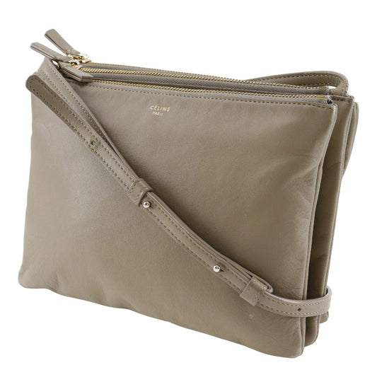 CELINE Shoulder Bag Calfskin gray Trio Large Women Used