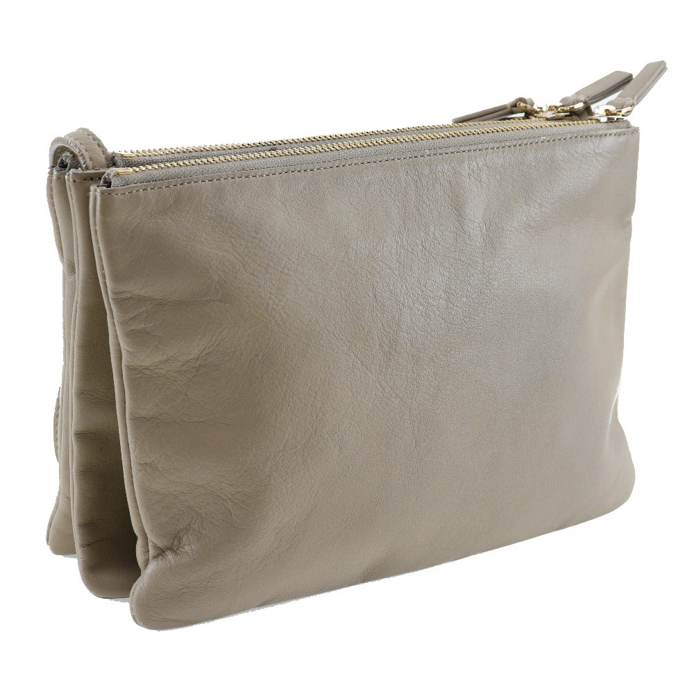 CELINE Shoulder Bag Calfskin gray Trio Large Women Used