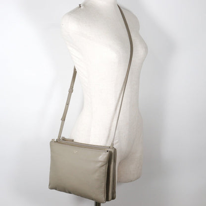 CELINE Shoulder Bag Calfskin gray Trio Large Women Used