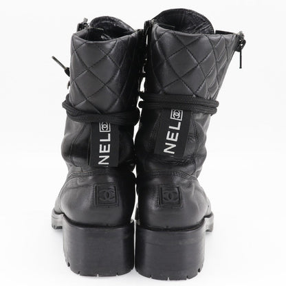 CHANEL boots leather black Sports line Women 35 Used