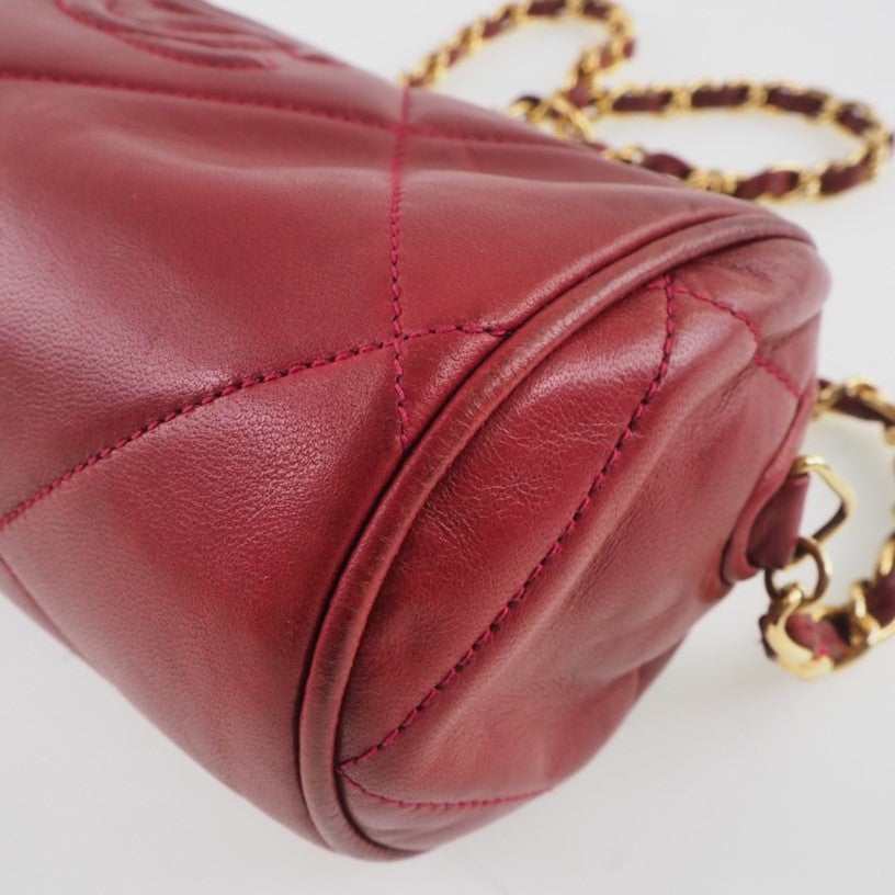 Chanel Lambskin Chain Shoulder Bag Red
