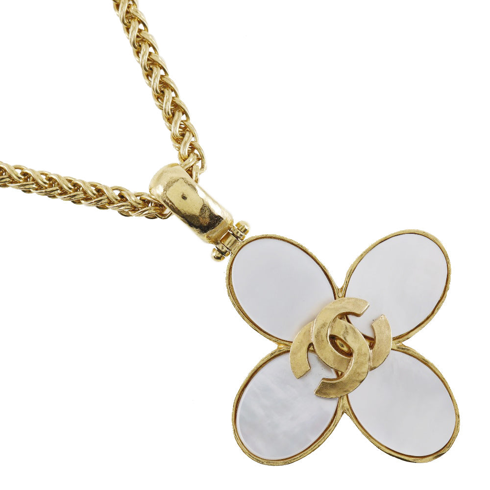 Chanel Coco Mark Necklace Gold Plated Shell