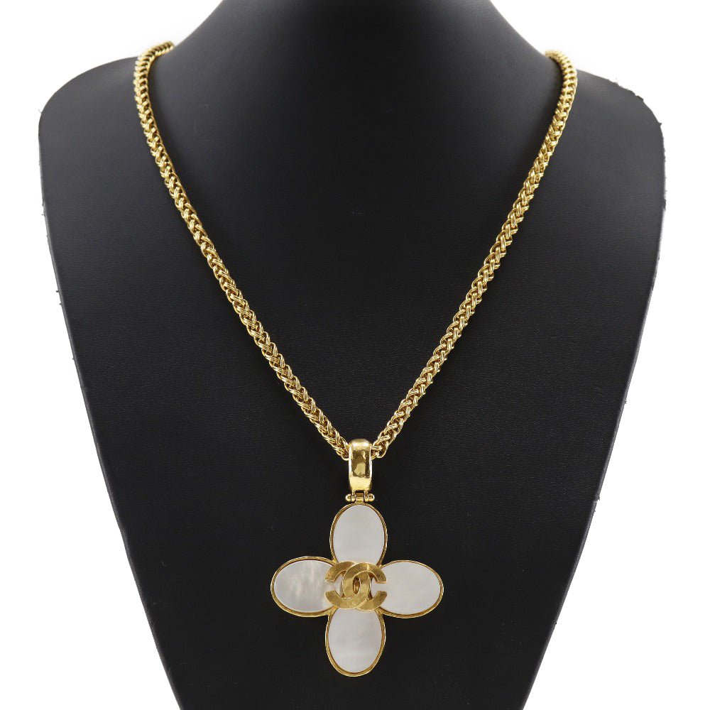 Chanel Coco Mark Necklace Gold Plated Shell