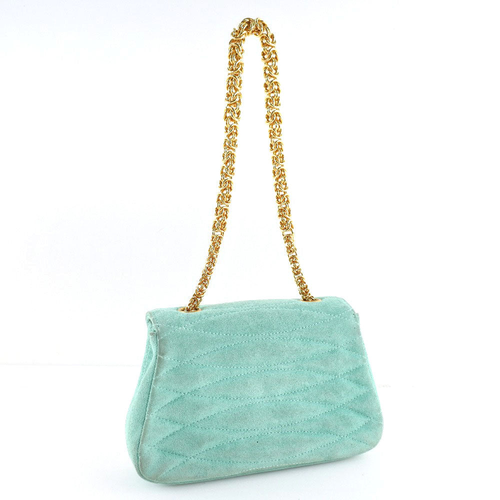 CHANEL Handbag Suede Green vintage COCO Mark Chain handbag Women Used