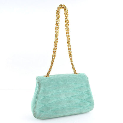 CHANEL Handbag Suede Green vintage COCO Mark Chain handbag Women Used