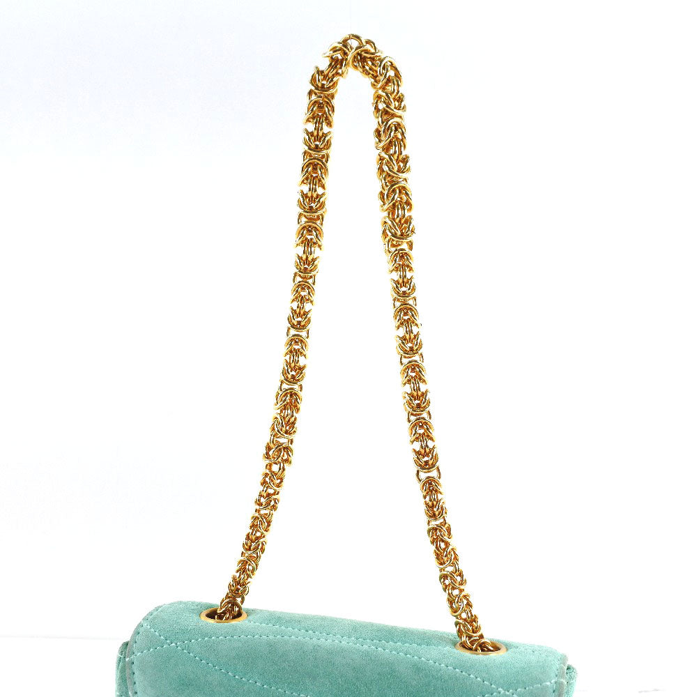 CHANEL Handbag Suede Green vintage COCO Mark Chain handbag Women Used