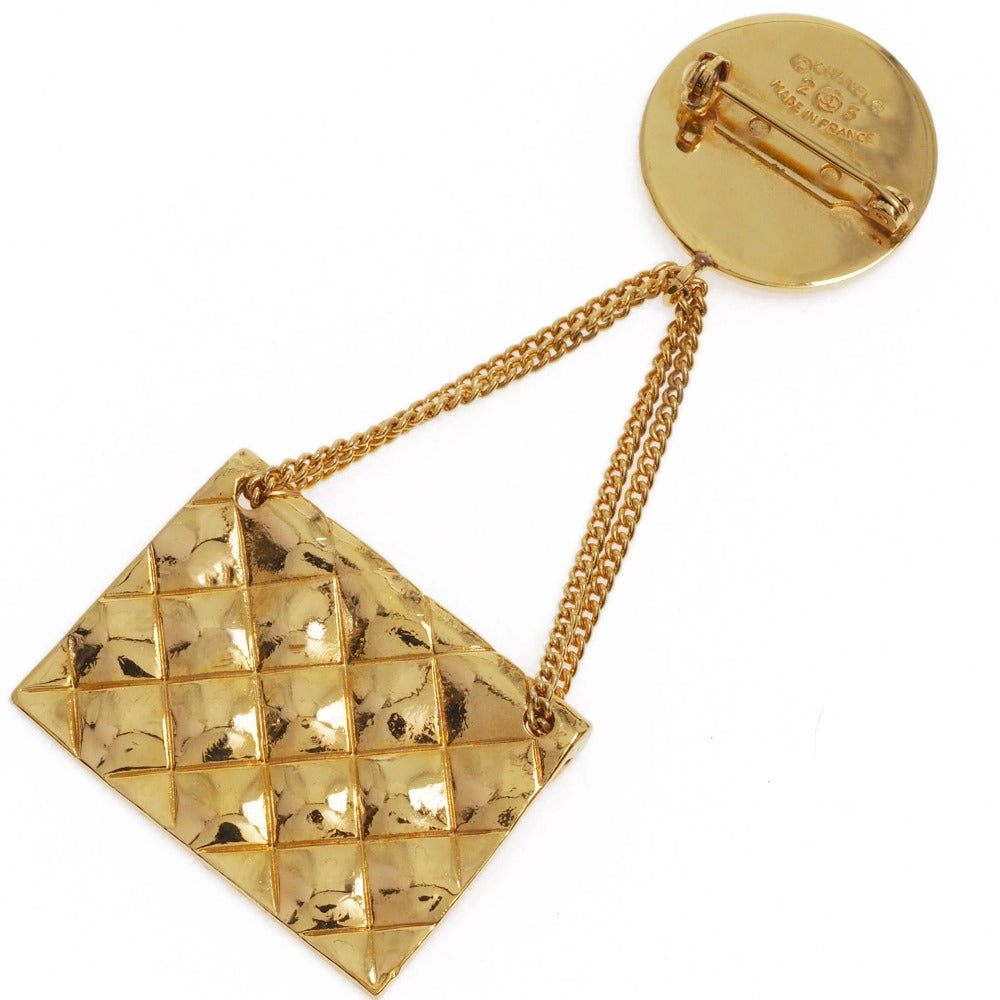 CHANEL Brooch Plated Gold gold vintage Matelasse bag motif COCO Mark Women Used