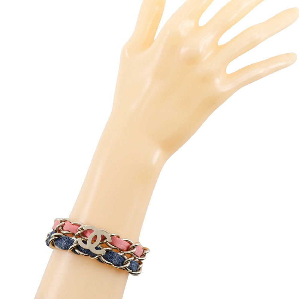 CHANEL bracelet Metal, Denim Silver Chain 2 COCO Mark