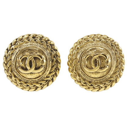 CHANEL Earring Plated Gold gold vintage COCO Mark Women Used