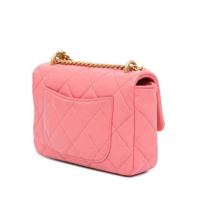Pink Chanel Mini Lambskin Pending CC Flap Crossbody Bag