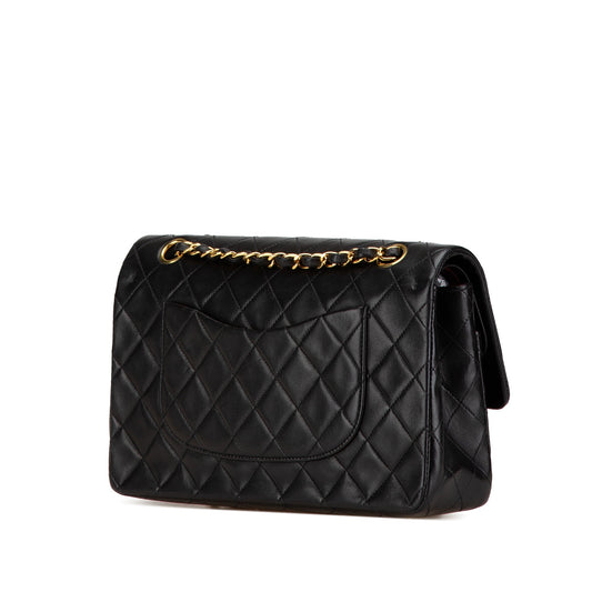 Black Chanel Medium Classic Lambskin Double Flap Shoulder Bag