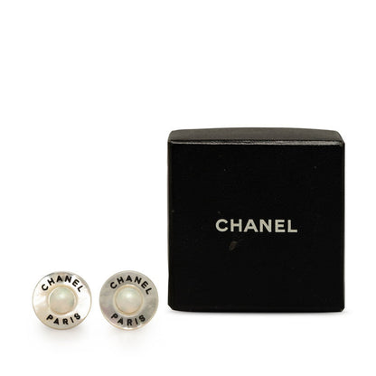 Chanel Faux Pearl CC Clip On Earrings Metal Earrings in Good condition