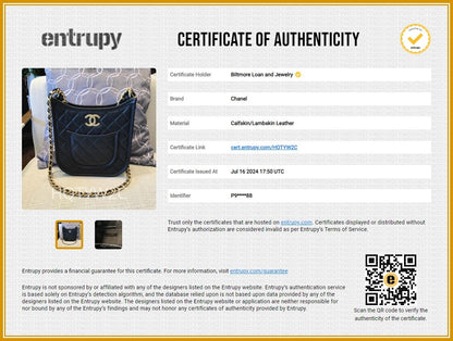 Chanel 2024 Black Calfskin Quilted CC Crossbody Hobo Handbag