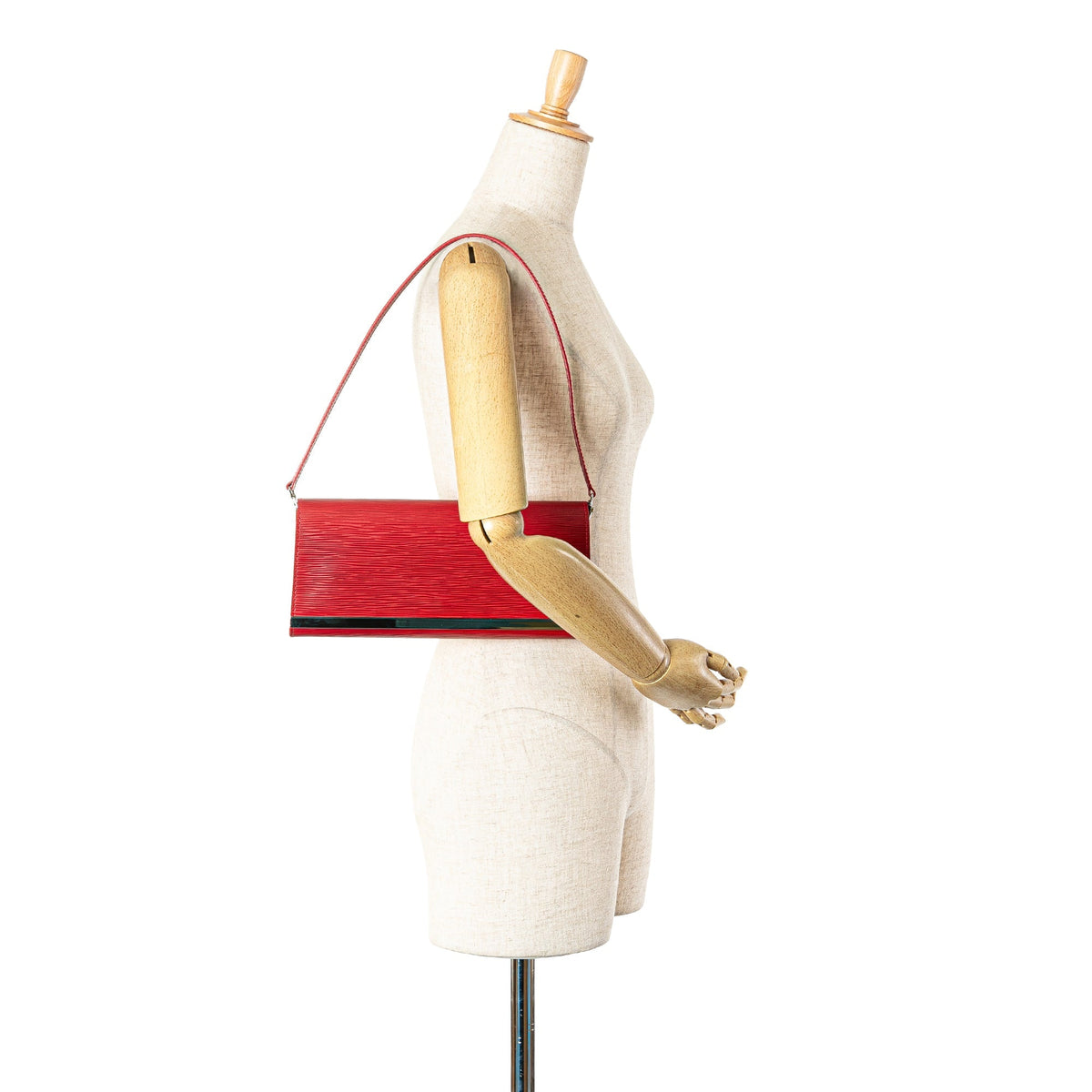 Red Louis Vuitton Epi Sevigne Clutch Shoulder Bag