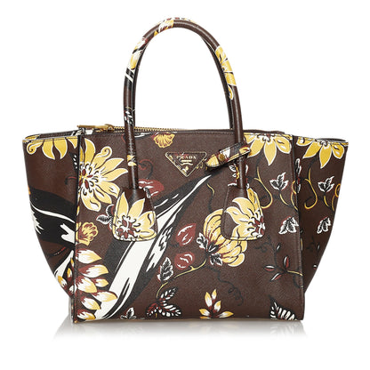 Prada Printed City Calf Double Zip Satchel