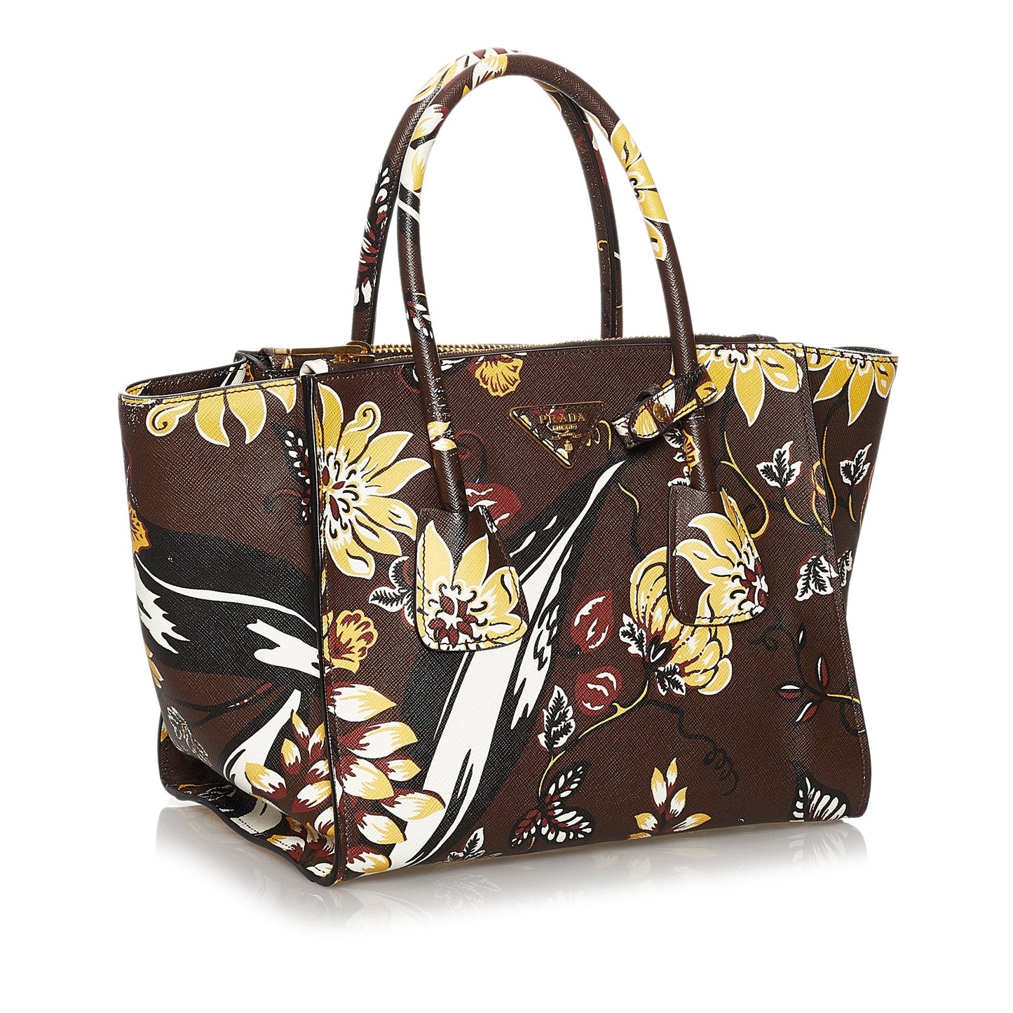 Prada Printed City Calf Double Zip Satchel