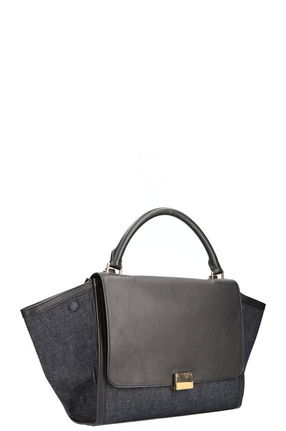 CÉLINE Trapeze Bag Leather & Denim Blue & Black