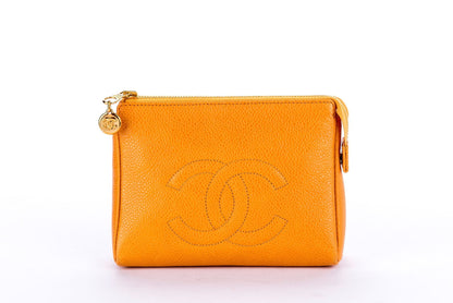 Chanel Timeless Papaya Caviar Leather Zippy Pouch with  & Box