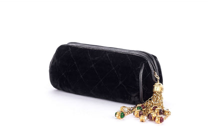 Chanel Vintage Black Suede Pouch with