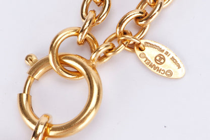 CHANEL GOLD PLATED NECKLACE 3857 CC QUILTED, LENGTH 56CM