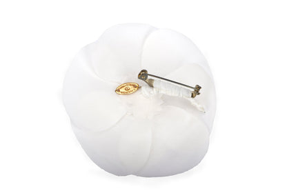 Chanel White Poly Brooch, with Box