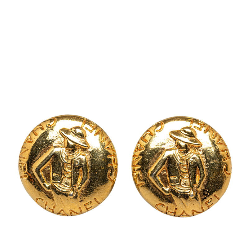 Chanel Mademoiselle Round Clip On Earrings Metal Earrings in Excellent condition