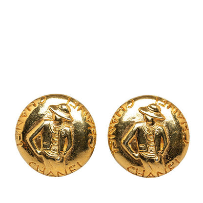 Chanel Mademoiselle Round Clip On Earrings Metal Earrings in Excellent condition