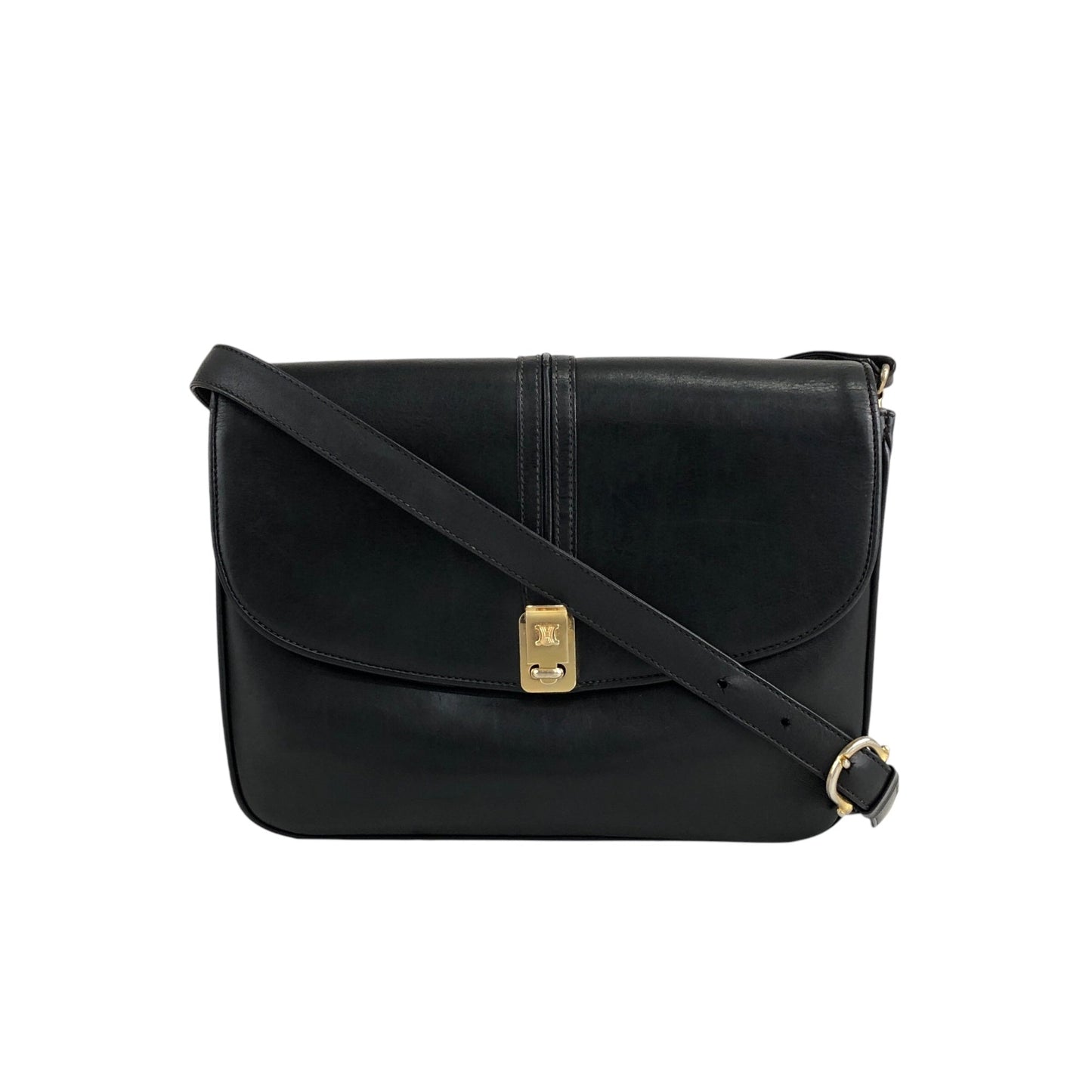 CELINE  Flap Shoulder bag Black Vintage txzb37