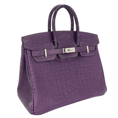 Hermès 25cm Birkin Amethyst Matte Alligator Palladium Hardware