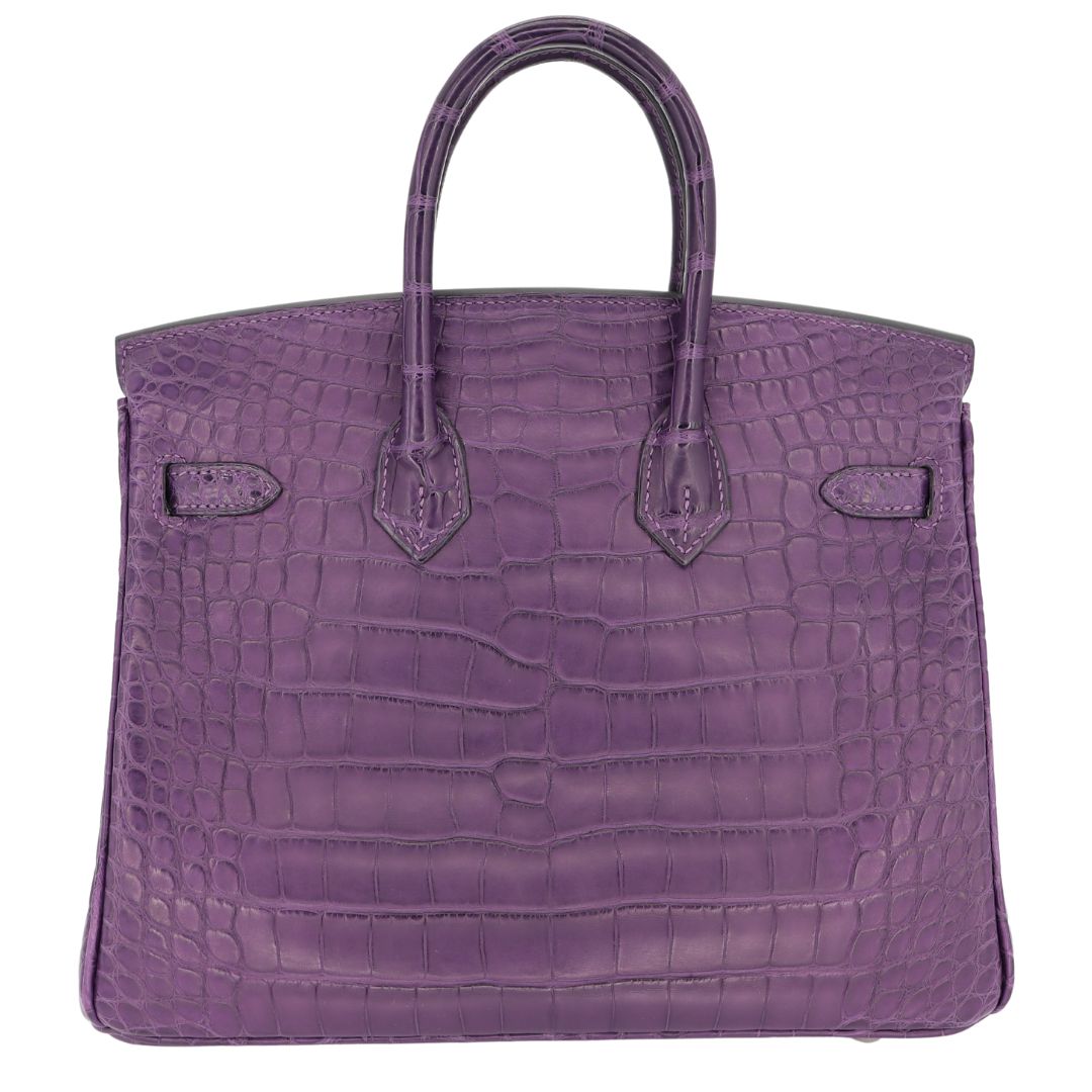 Hermès 25cm Birkin Amethyst Matte Alligator Palladium Hardware
